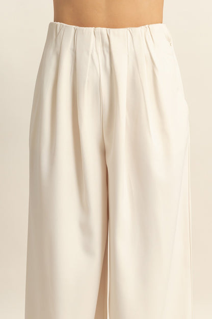 Pleated Wide-leg Tailored Trousers