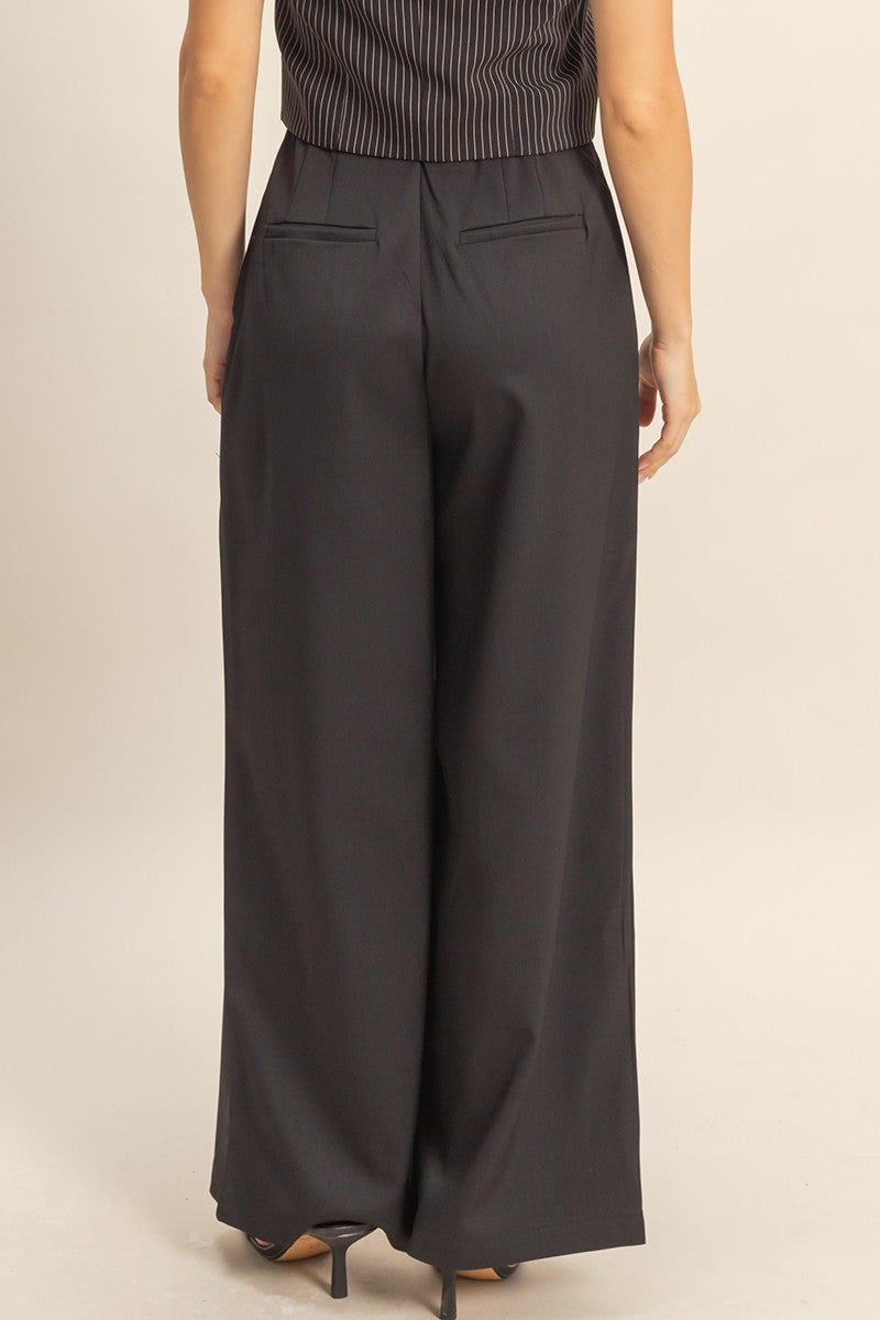 Pleated Wide-leg Tailored Trousers