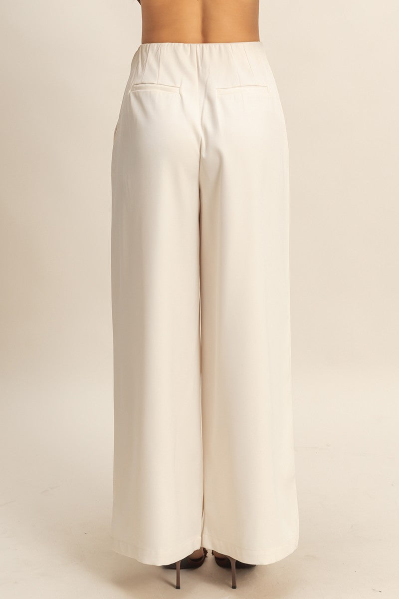 Pleated Wide-leg Tailored Trousers
