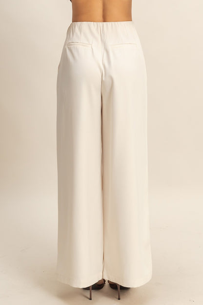 Pleated Wide-leg Tailored Trousers
