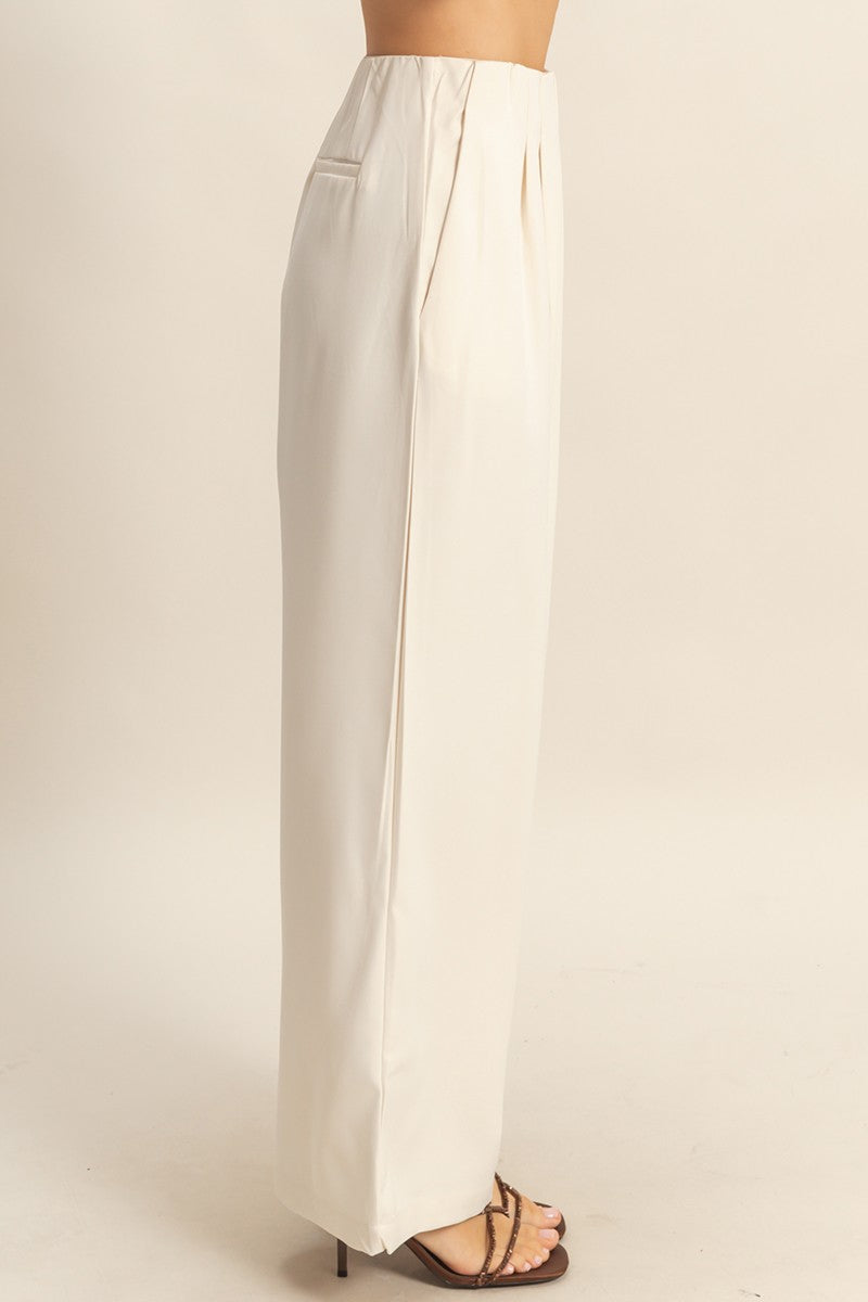 Pleated Wide-leg Tailored Trousers
