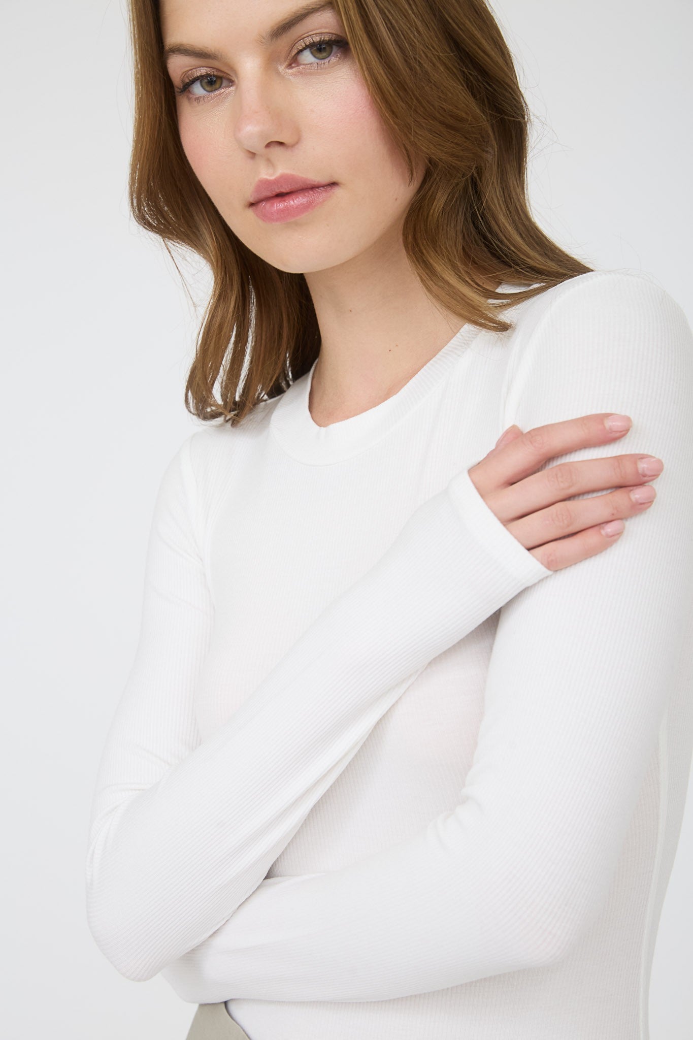 Round Neck Long Sleeve Sweater Knit Bodysuit