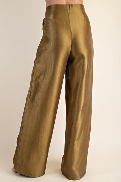 Satin High Waist Wide Pants