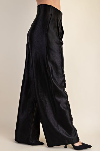 Satin High Waist Wide Pants