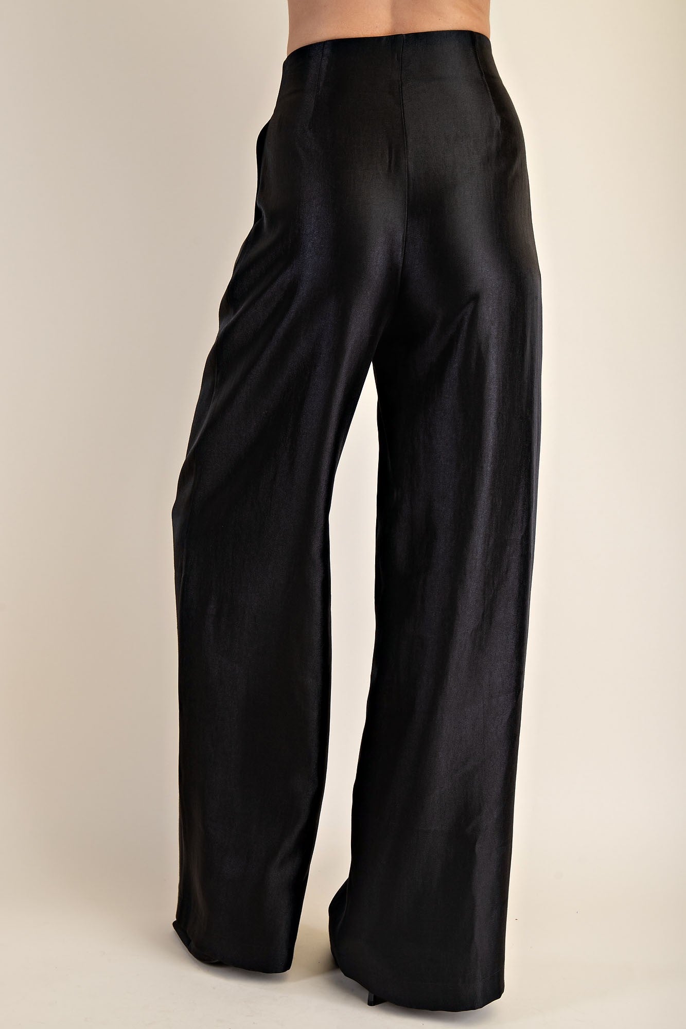 Satin High Waist Wide Pants