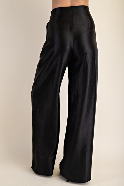 Satin High Waist Wide Pants