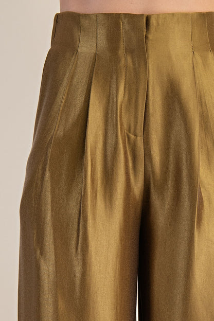 Satin High Waist Wide Pants