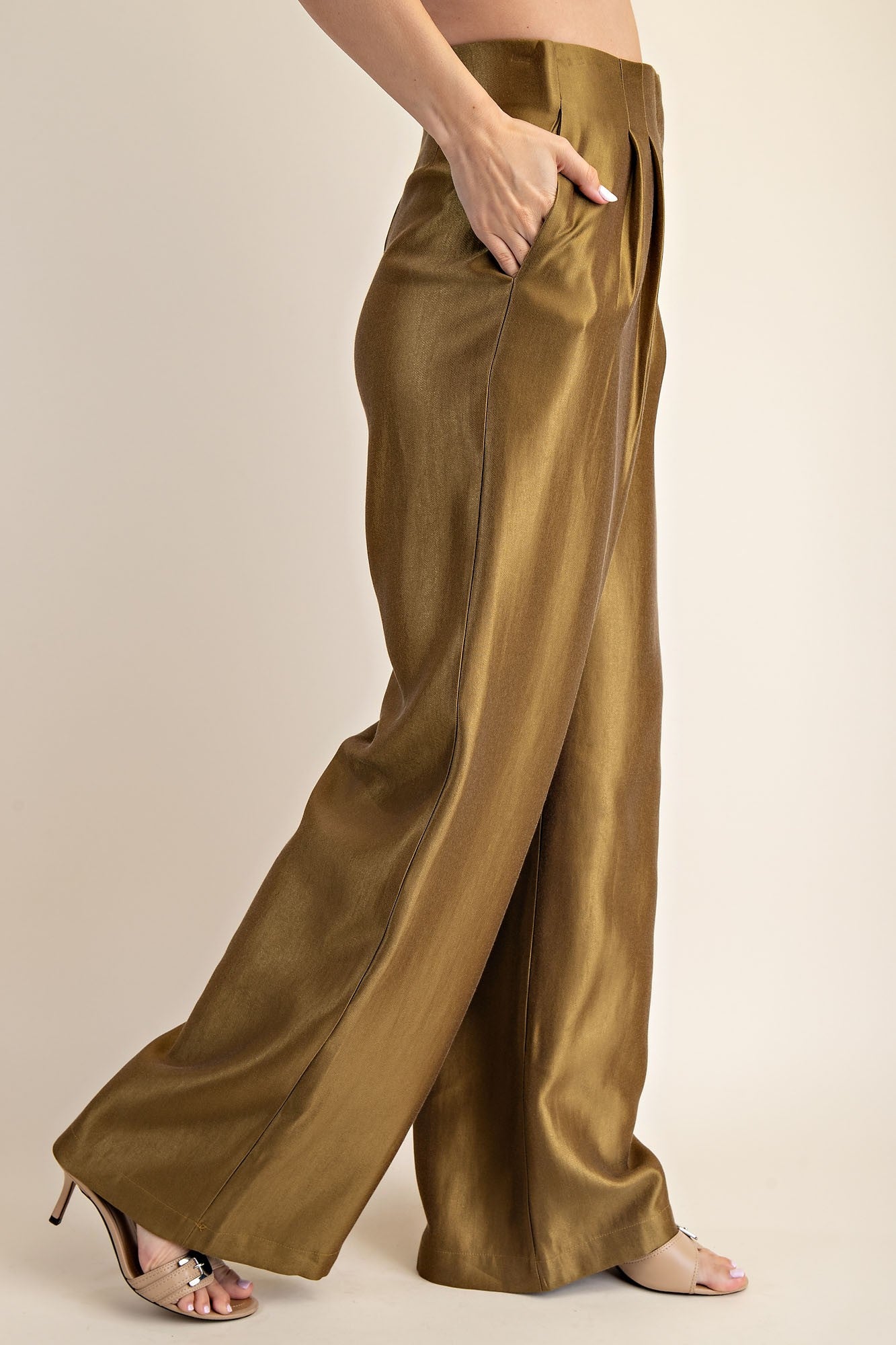Satin High Waist Wide Pants