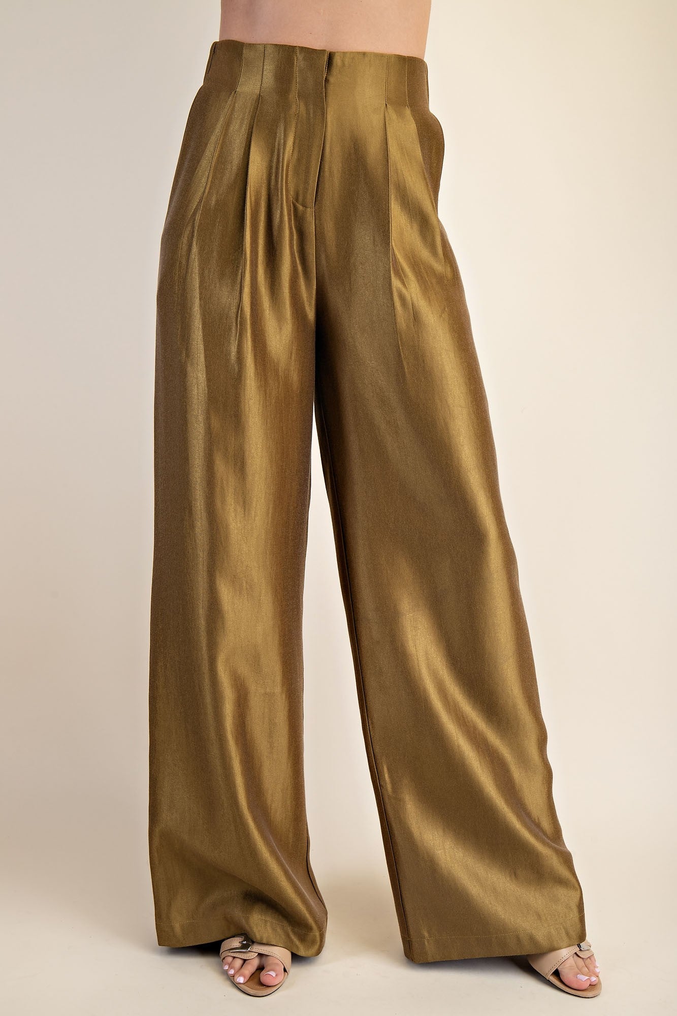 Satin High Waist Wide Pants