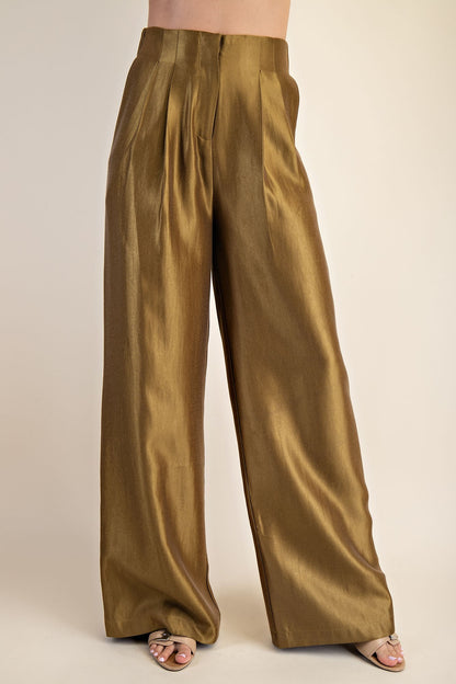 Satin High Waist Wide Pants