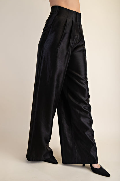 Satin High Waist Wide Pants