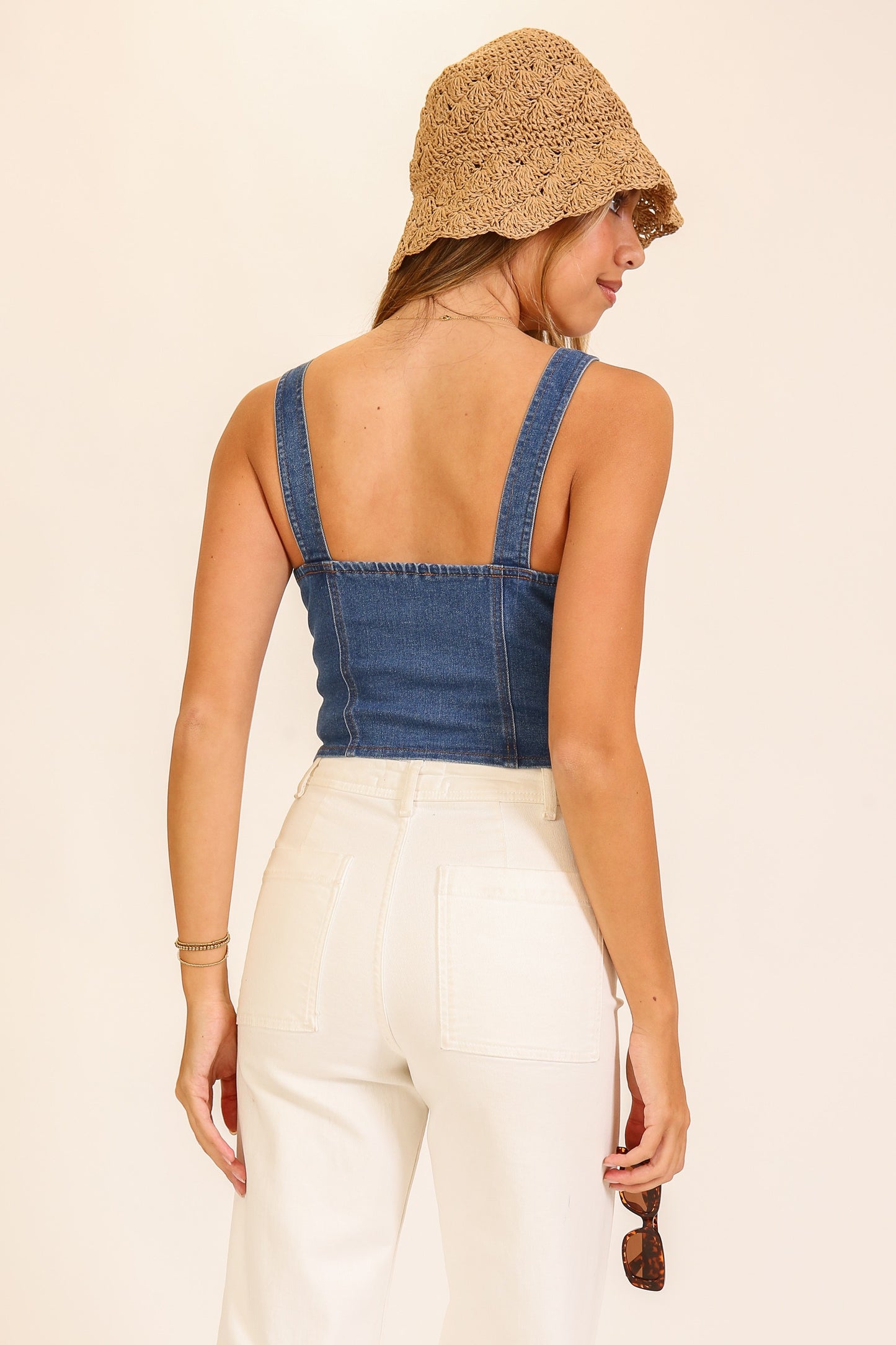 Sleeveless Denim Corset Vest