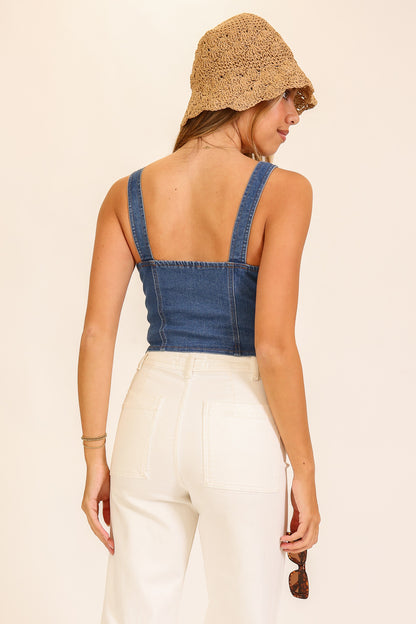 Sleeveless Denim Corset Vest