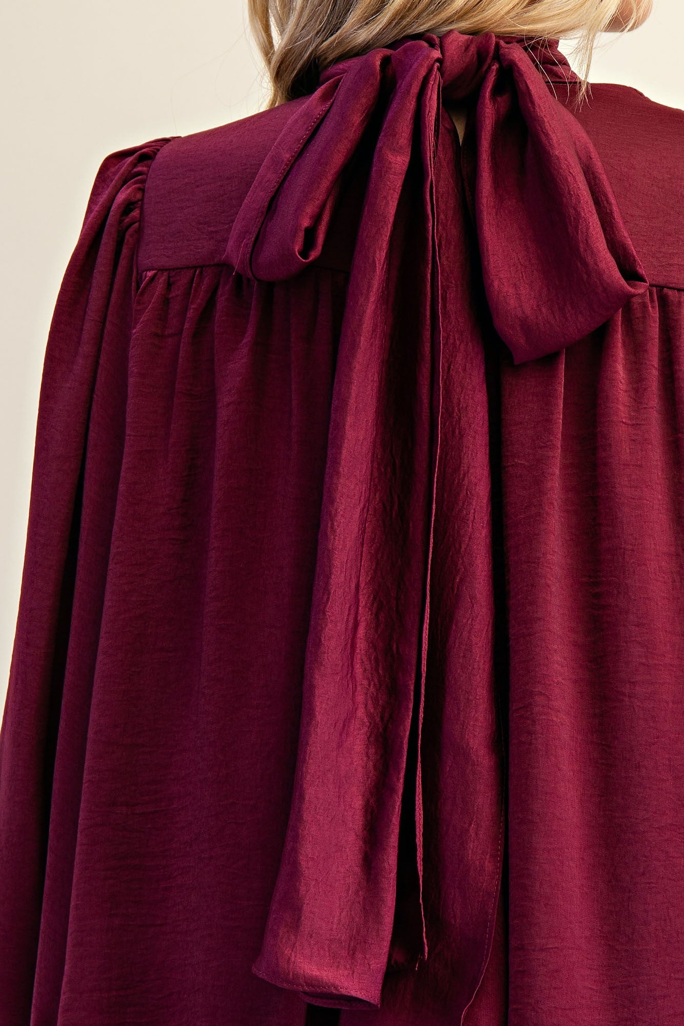 High Neck Balloon Sleeve Blouse