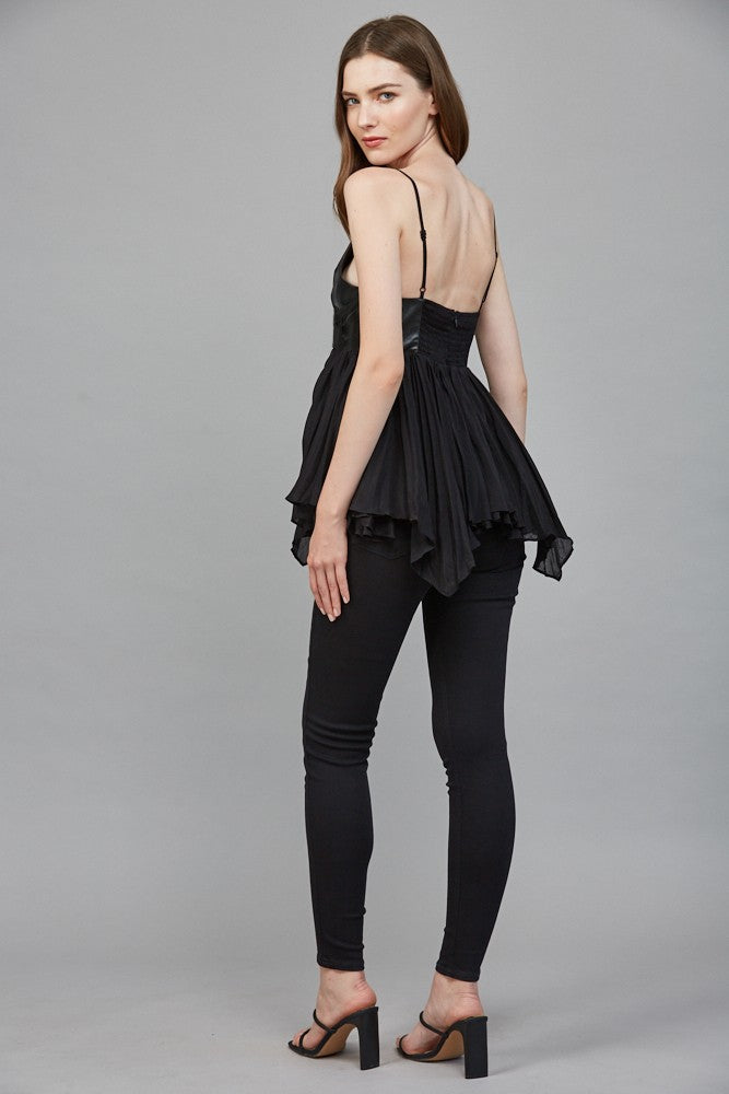 faux leather cami baby doll top