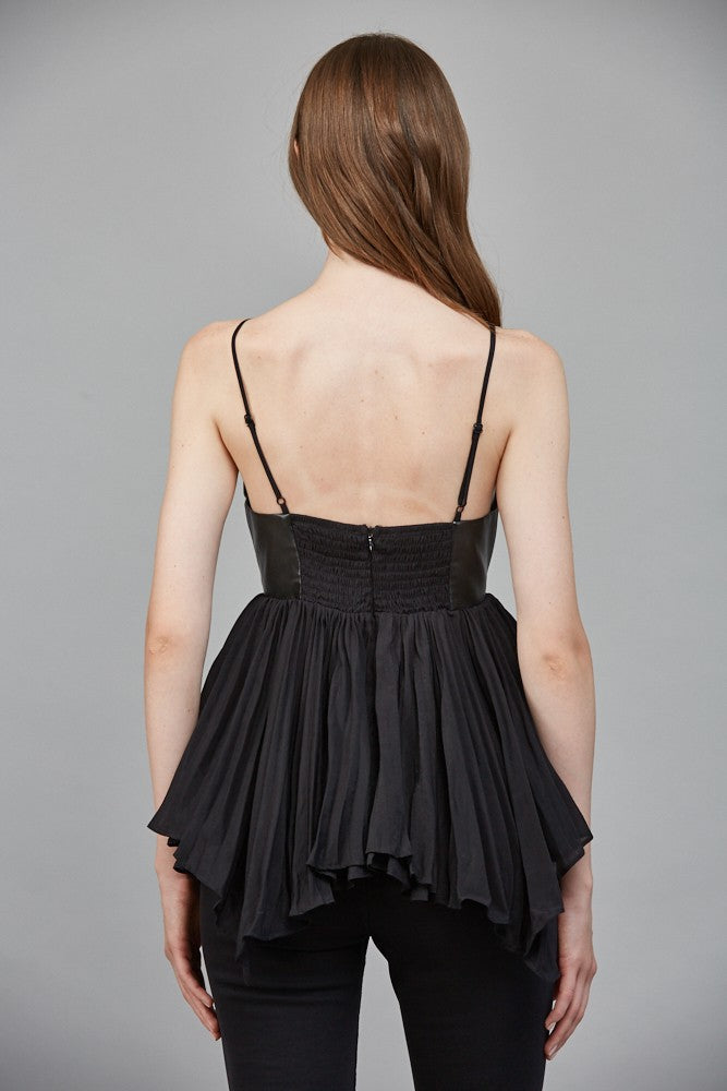 faux leather cami baby doll top
