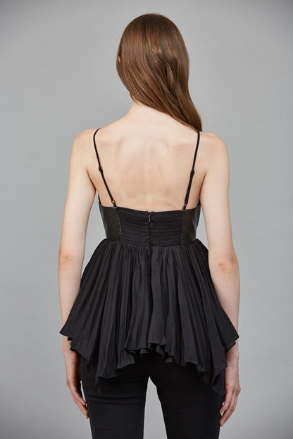 faux leather cami baby doll top