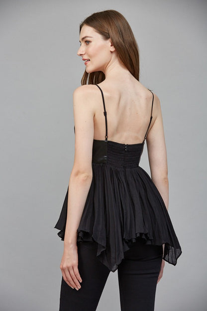 faux leather cami baby doll top