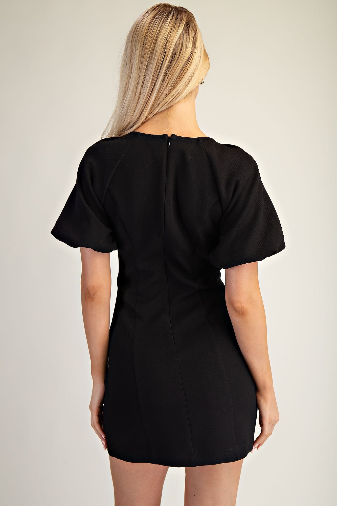 Balloon Sleeve Metal Trim Dress