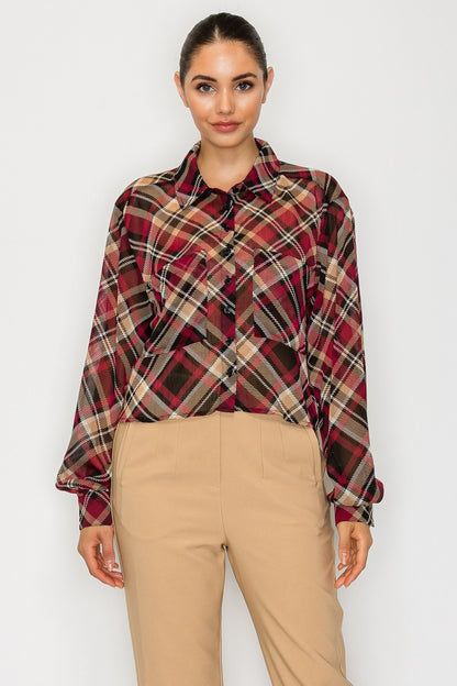 Boxy Silhouette Rustic Plaid Top