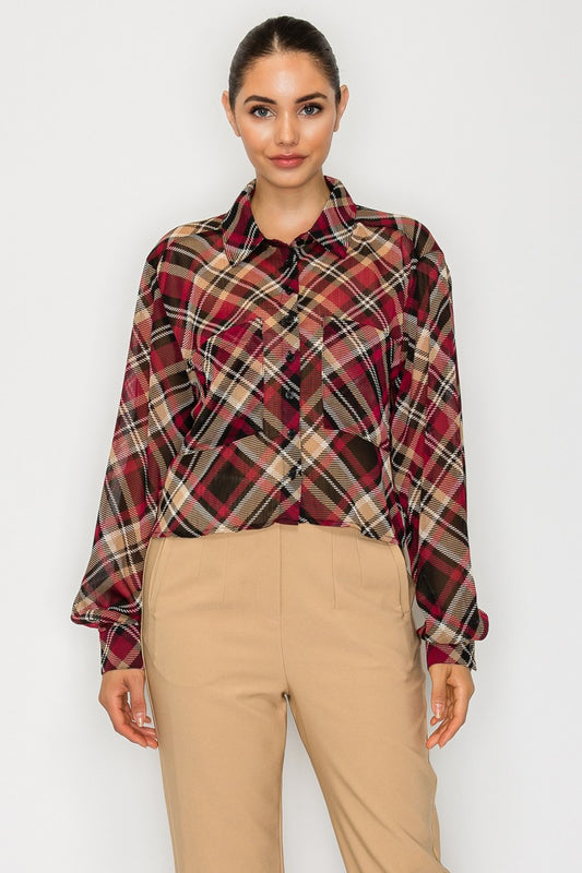 Boxy Silhouette Rustic Plaid Top