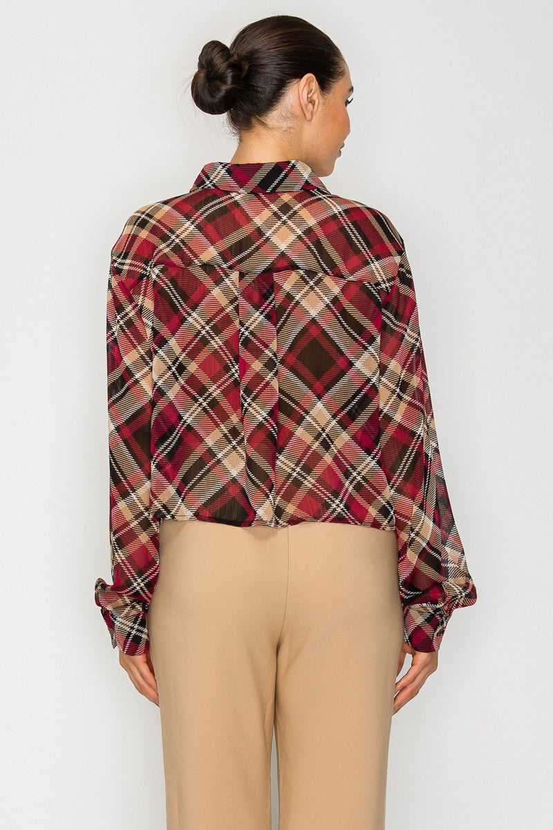 Boxy Silhouette Rustic Plaid Top
