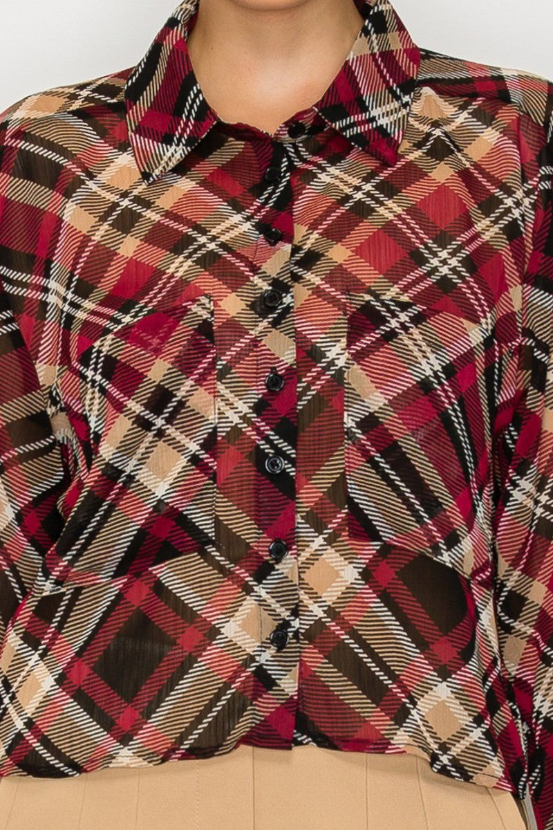 Boxy Silhouette Rustic Plaid Top