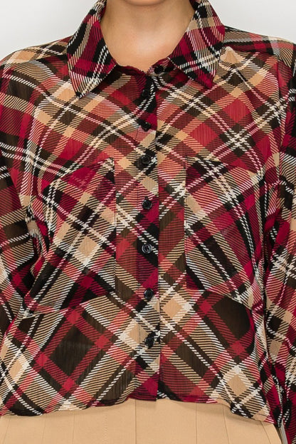 Boxy Silhouette Rustic Plaid Top