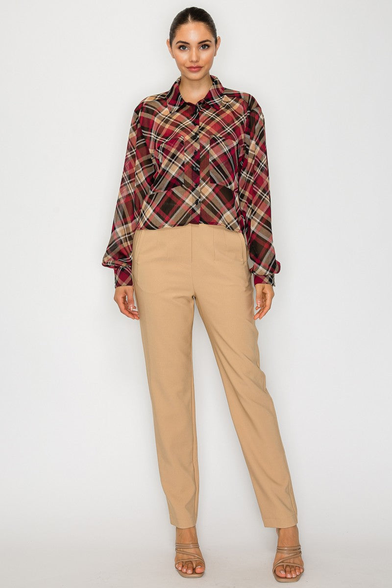 Boxy Silhouette Rustic Plaid Top