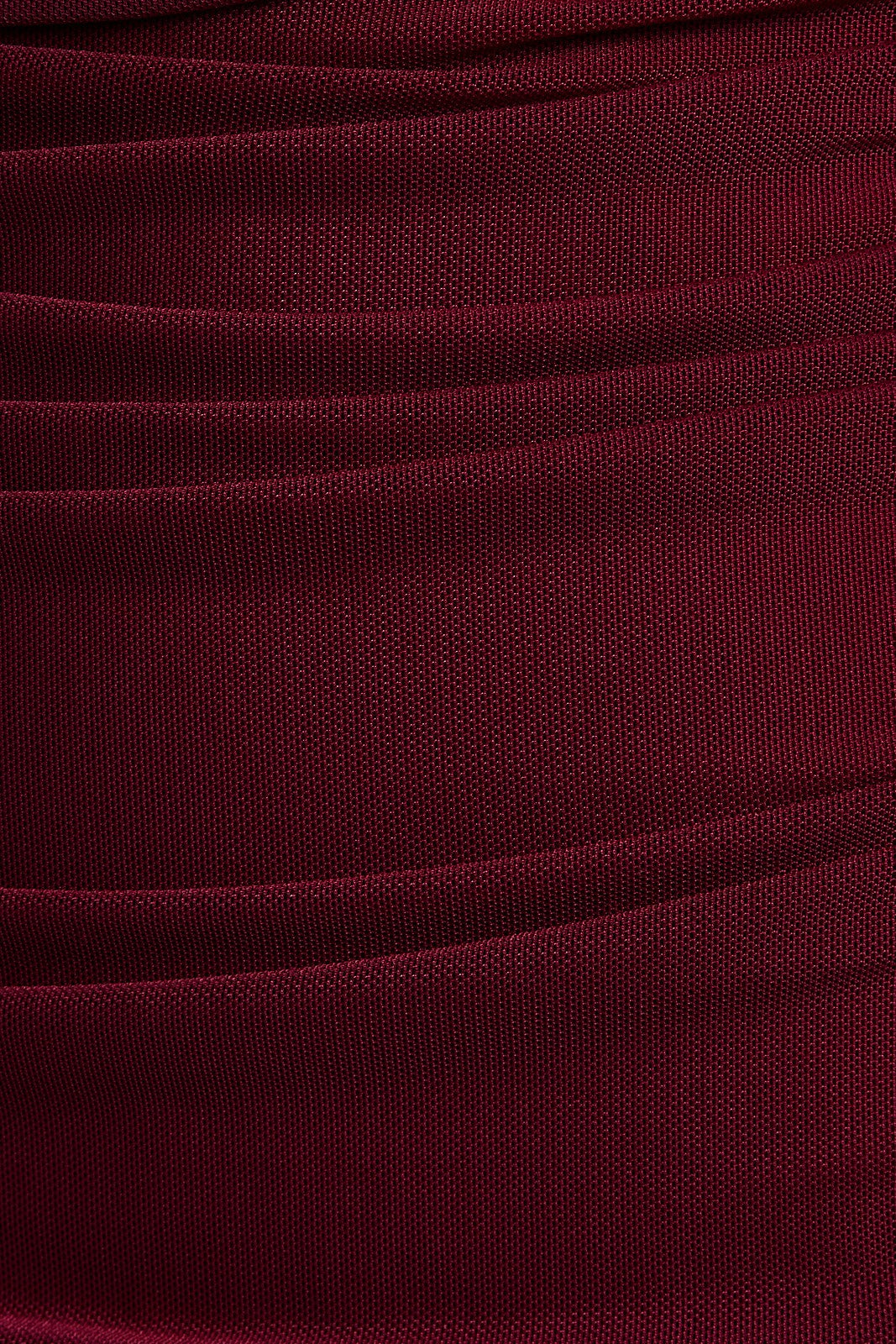 Off Shoulder Ruched Mesh Sleeveless Midi Dress