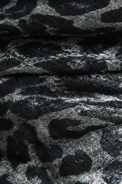 Metallic Leopard Cowl Neck Choker Sleeveless Top