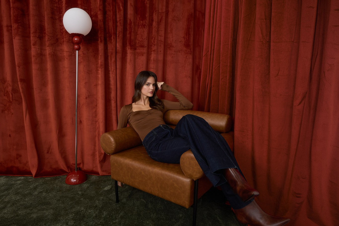 Sweetheart Ruched Front Long Sleeve Top