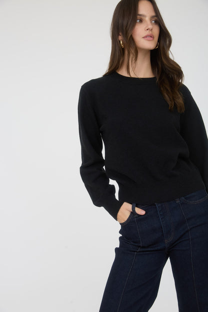 Crew Neck Long Sleeve Solid Pullover Knit Sweater