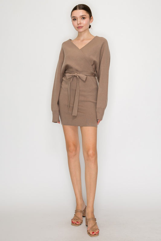 Belted Dolman Sweater Dress