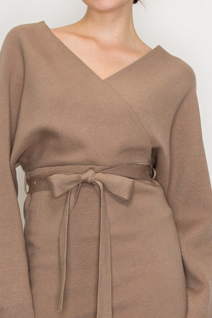 Belted Dolman Sweater Dress