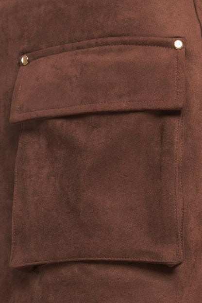 suede patch pocket skort