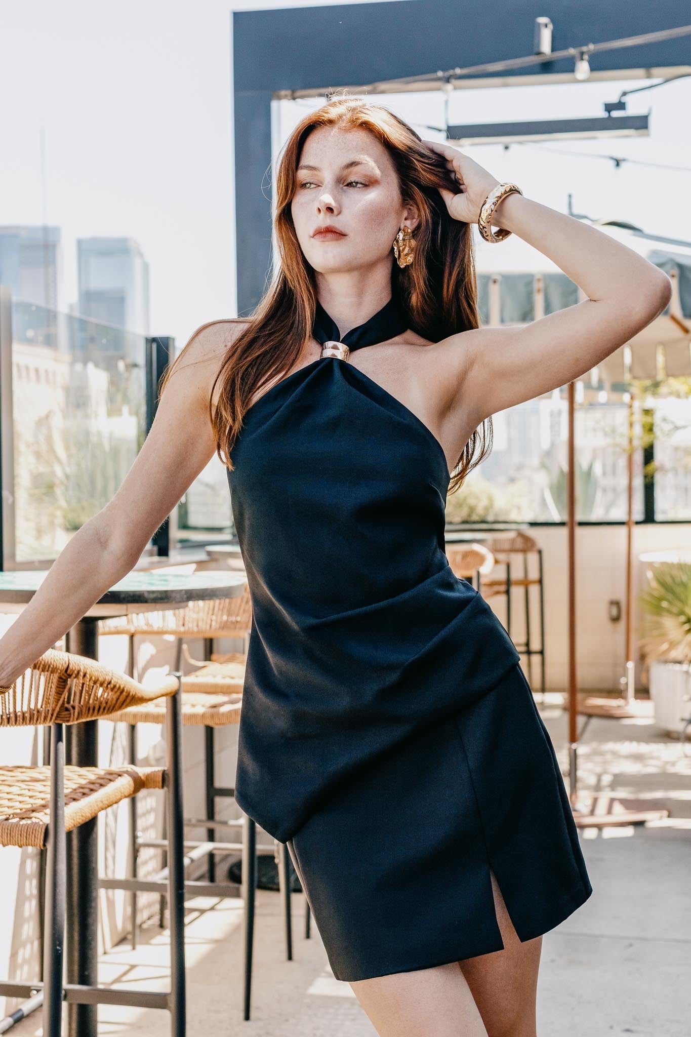 Asymmetrical Halter Top With Gold Hardware