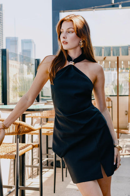 Asymmetrical Halter Top With Gold Hardware