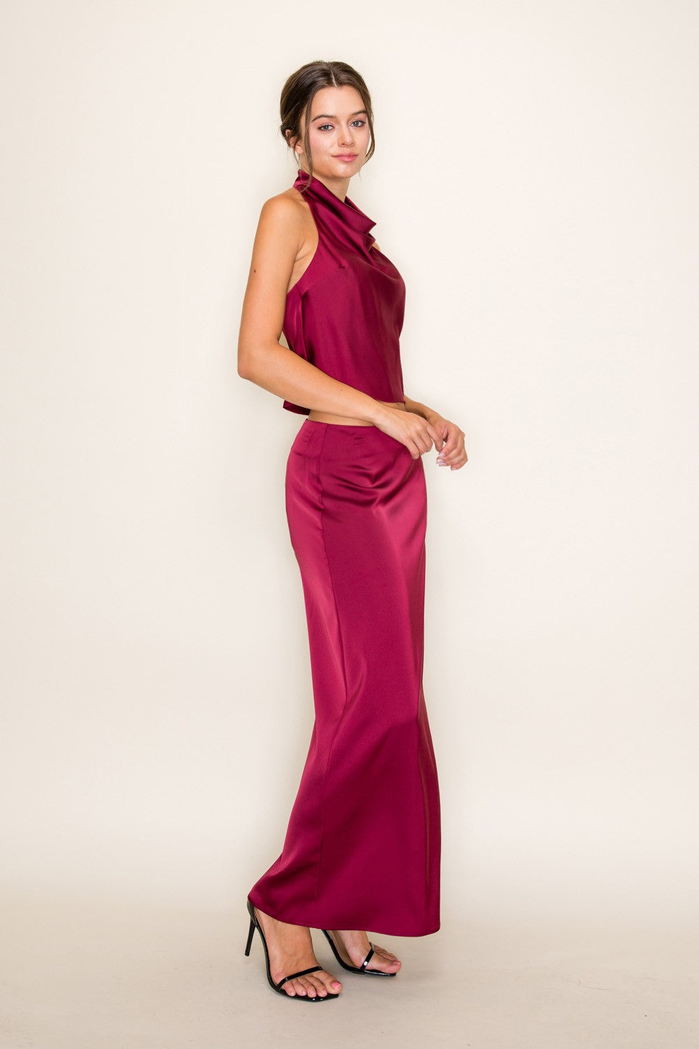 Simply Satin Cowl Halter Top