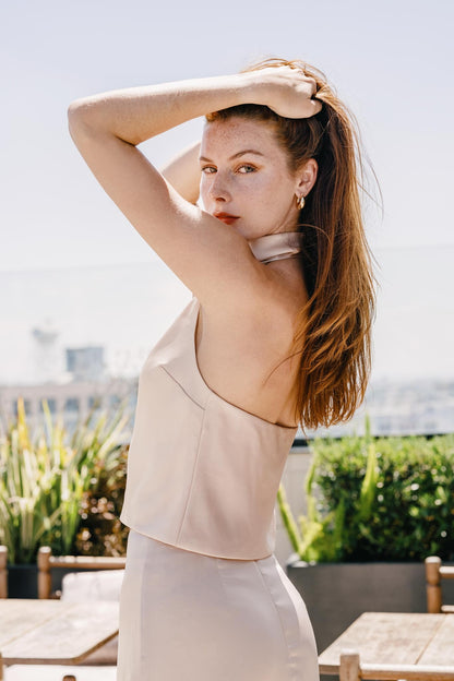 Simply Satin Cowl Halter Top