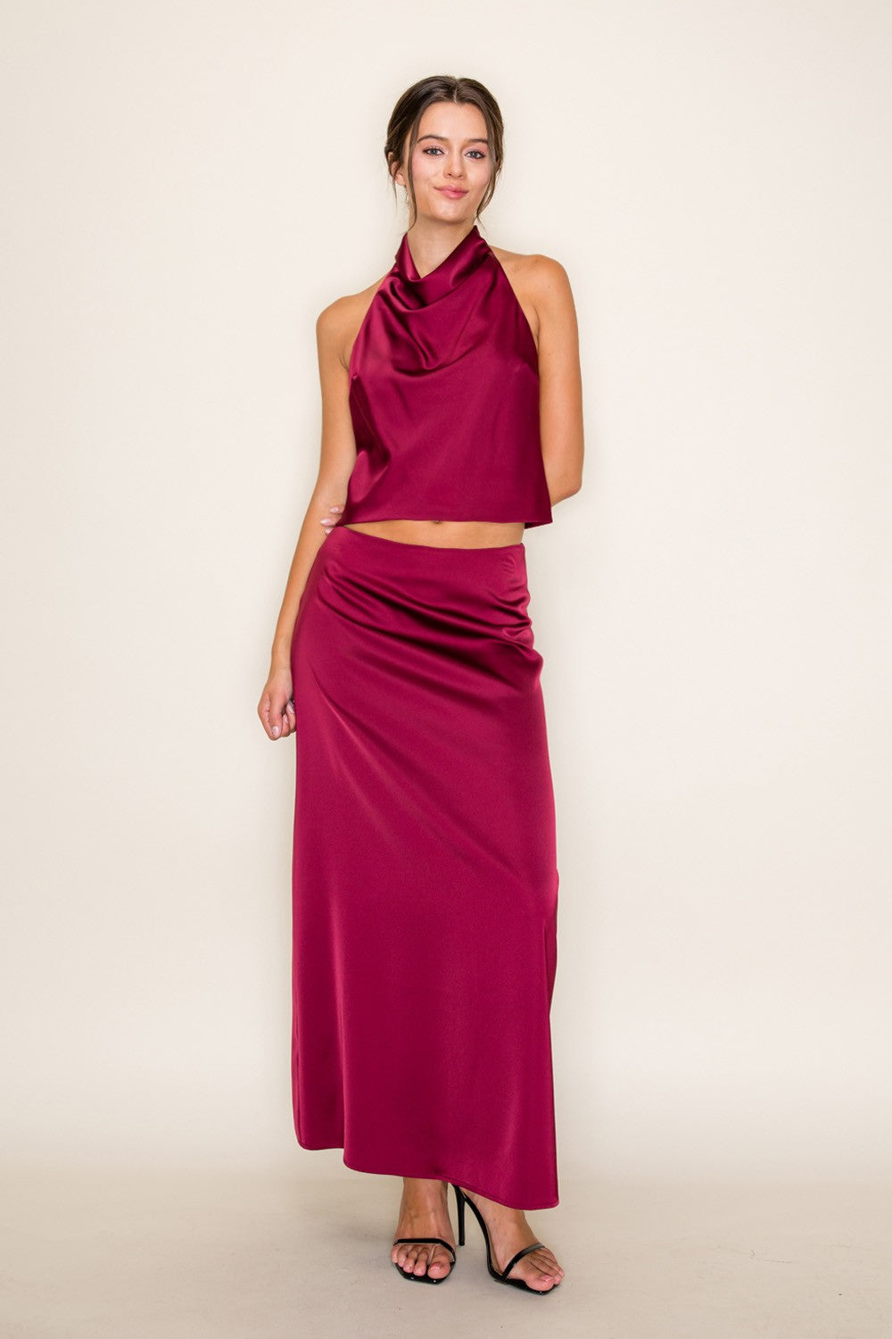 Simply Satin Cowl Halter Top