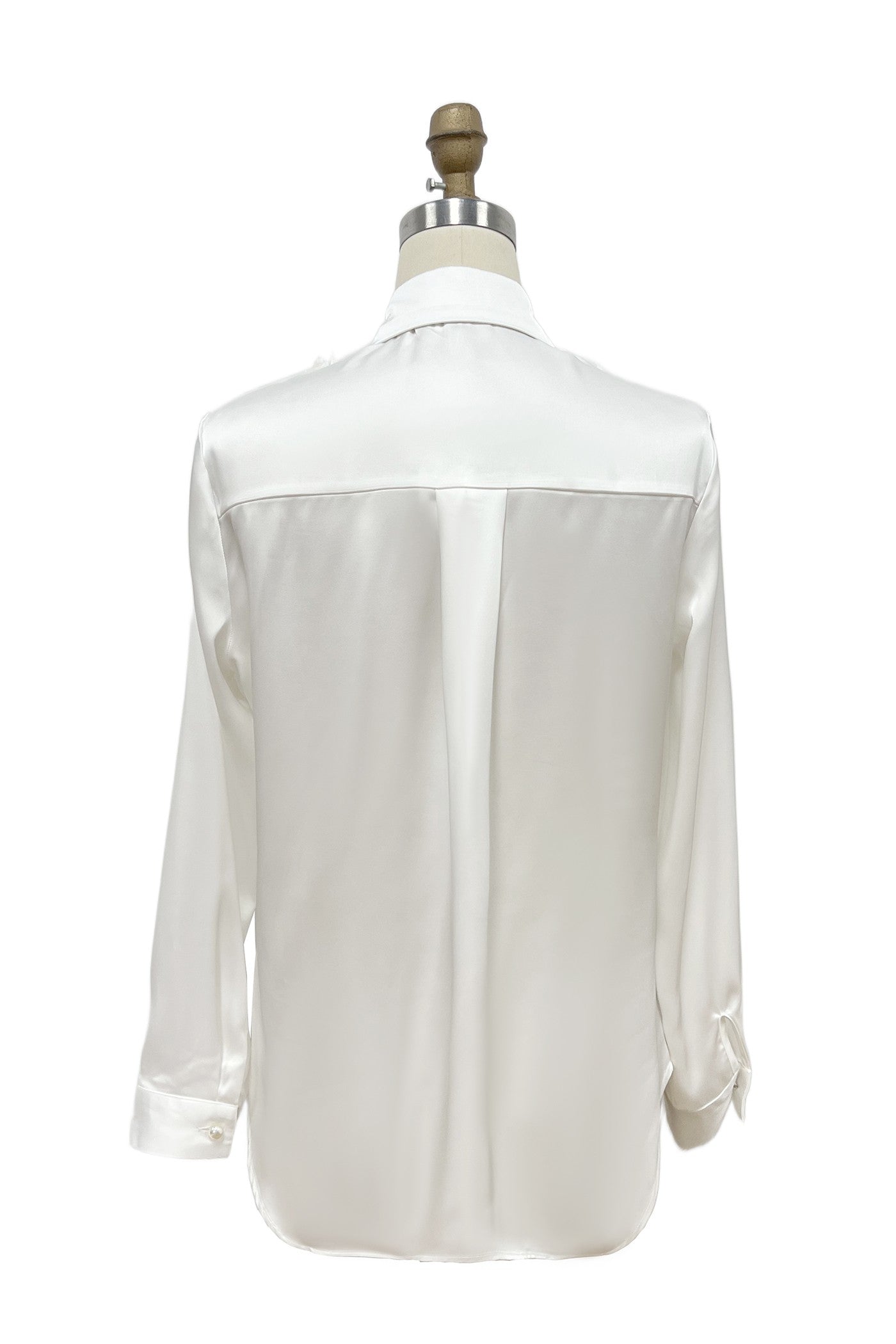 3D floral satin tuxedo blouse