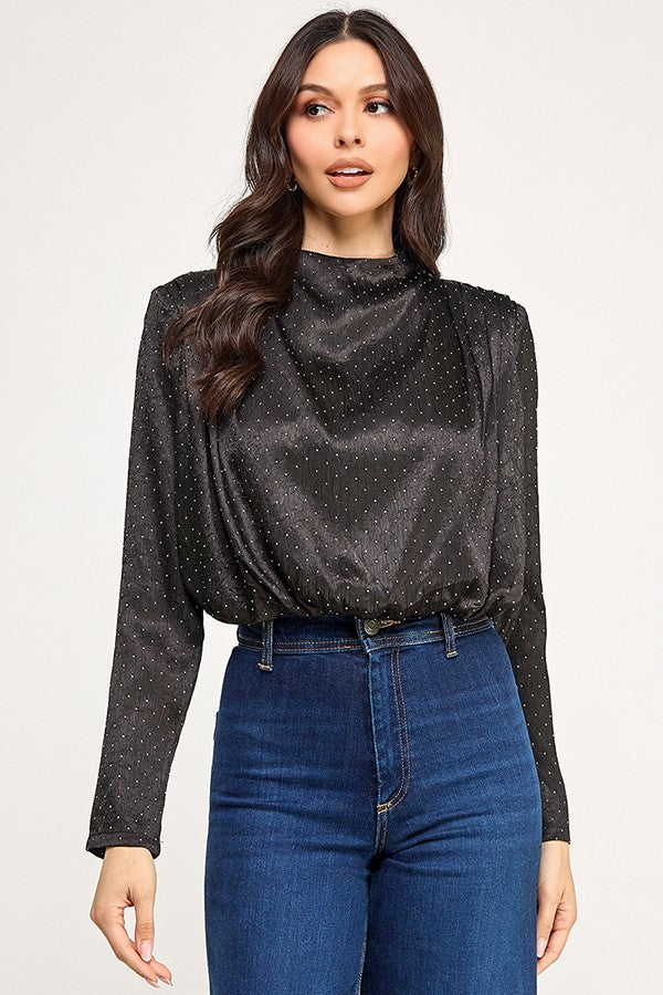 rhinestone long sleeve blouse