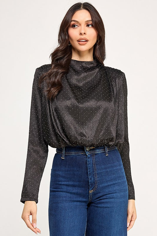 rhinestone long sleeve blouse