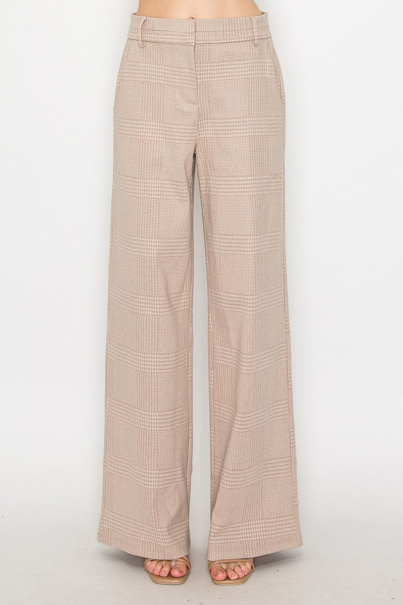 Wide-leg Houndstooth Pants