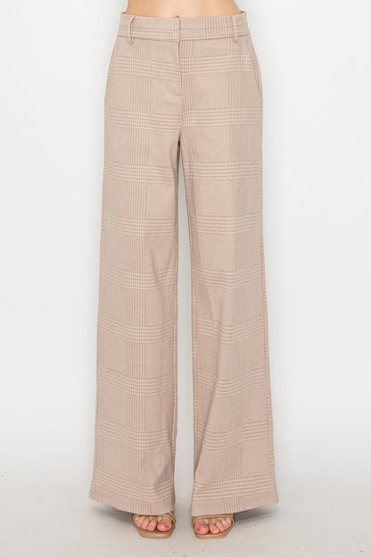 Wide-leg Houndstooth Pants