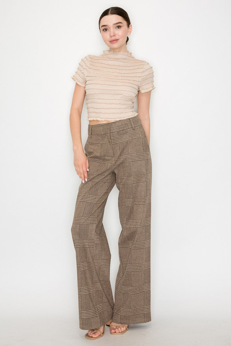 Wide-leg Houndstooth Pants