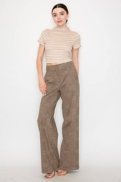 Wide-leg Houndstooth Pants
