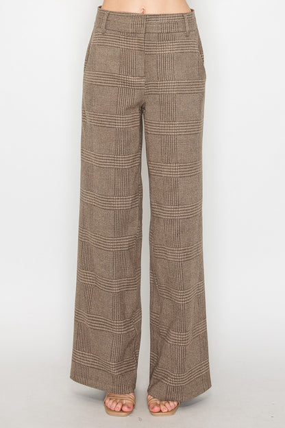 Wide-leg Houndstooth Pants