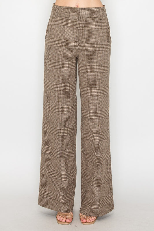 Wide-leg Houndstooth Pants
